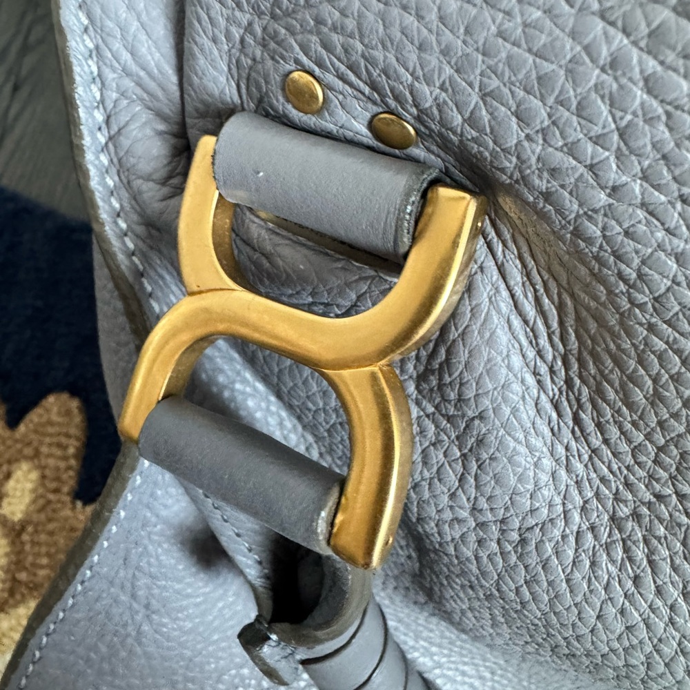 Chloe Marcie Medium Gray Leather Satchel - Picture 2 of 16